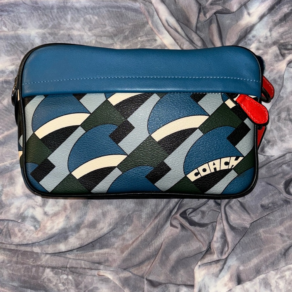 Coach Logo Deco Bridge Geo Print Camera Charter Style Crossbody Bag New